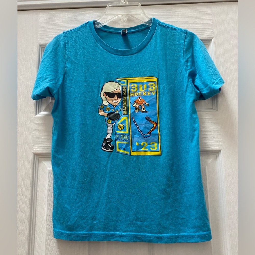 "Summah" Flow 3 v 3 Hockey Light Aqua Graphic Tee, Size Youth Large